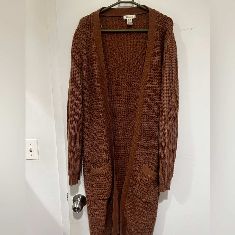 Rose colored knit cardigan
